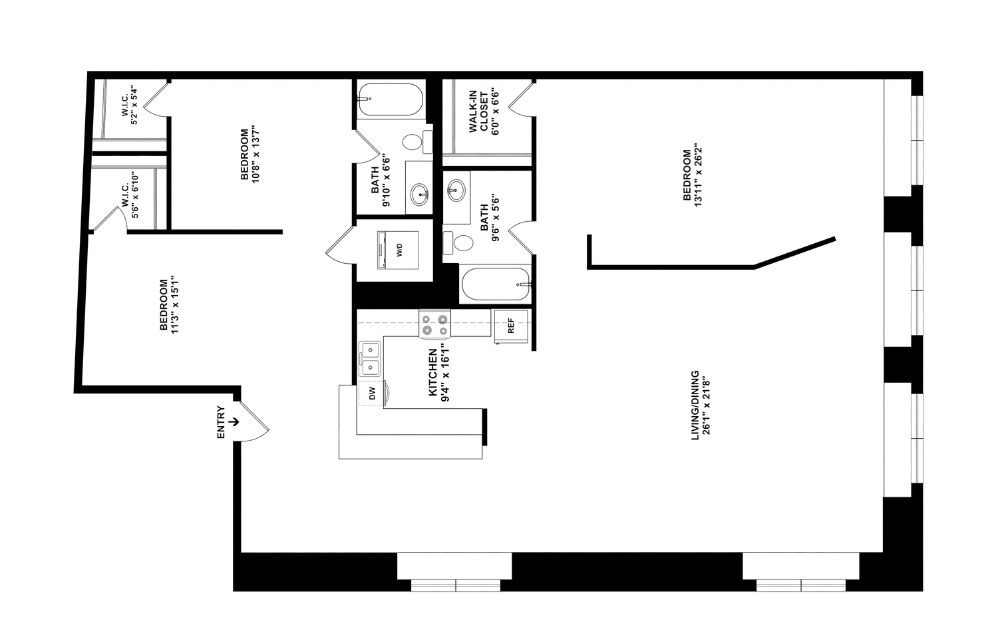 Spooler - 3 bedroom floorplan layout with 2 bathrooms and 1898 square feet (2D)